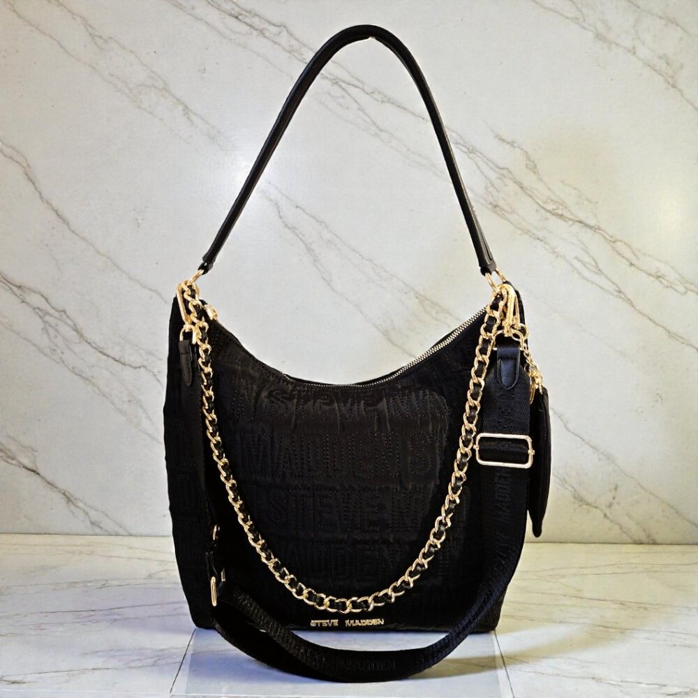 Steve Madden DO342015 Black & Gold BMIMI HOBO Bag NWT